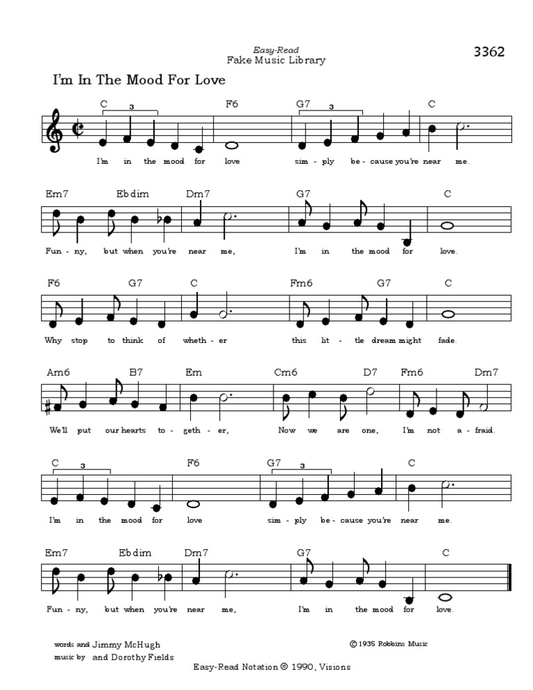 I M In The Mood For Love Lead Sheet
