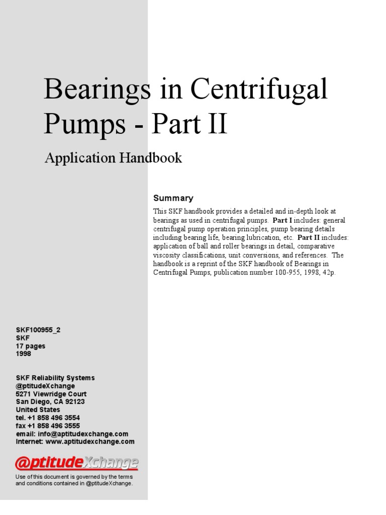 Bearings in Centrifugal Pumps - Part II | PDF | Bearing (Mechanical) | Pump