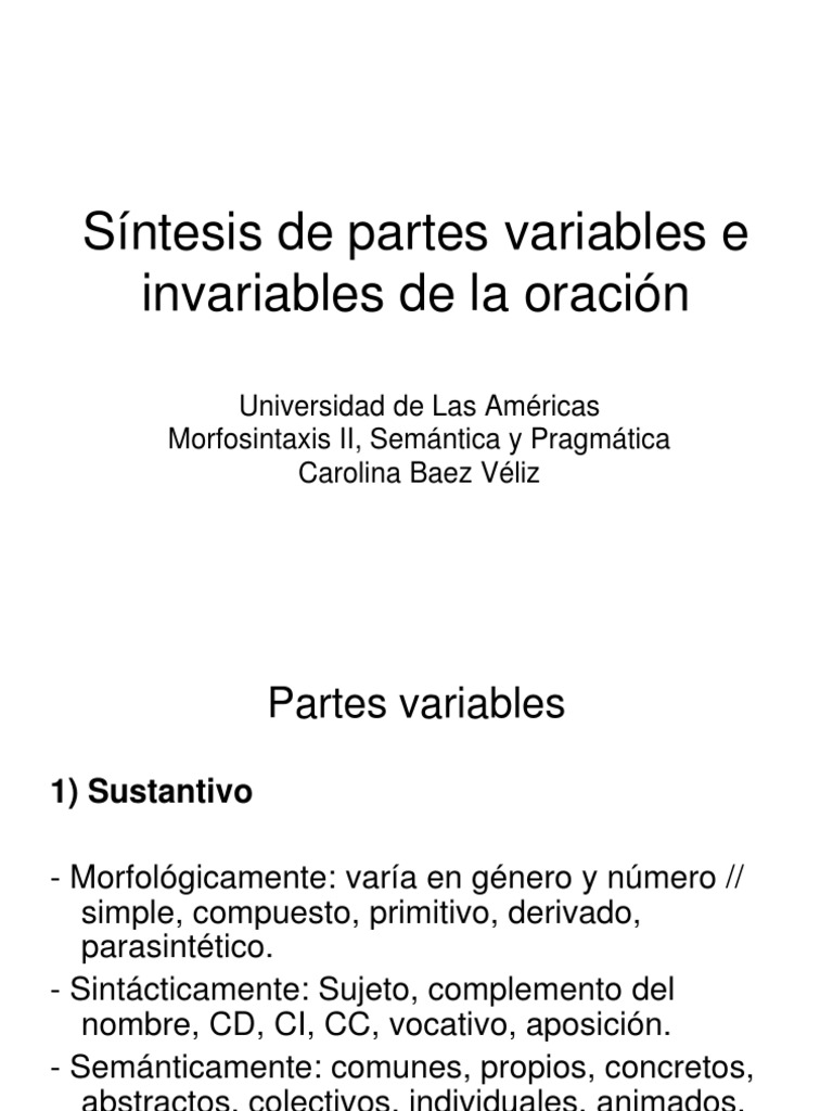 Sintesis Partes Variables e Invariables de La | PDF