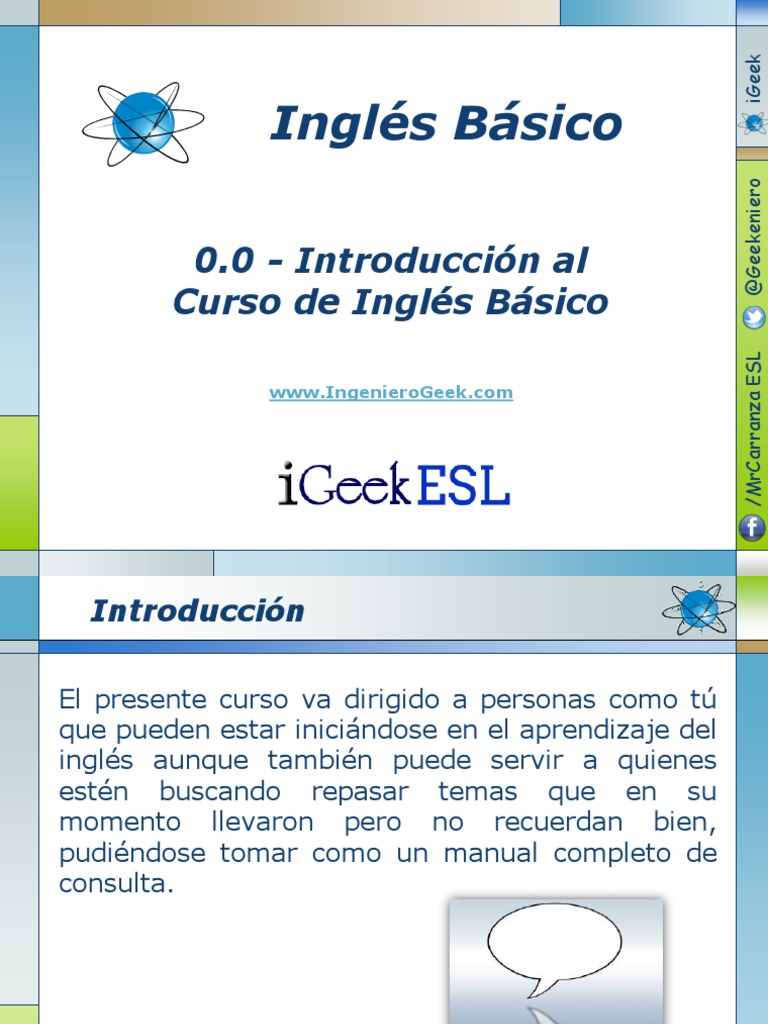 Curso Básico de Inglés iGeekESL | PDF | Idioma en Inglés | Pronombre