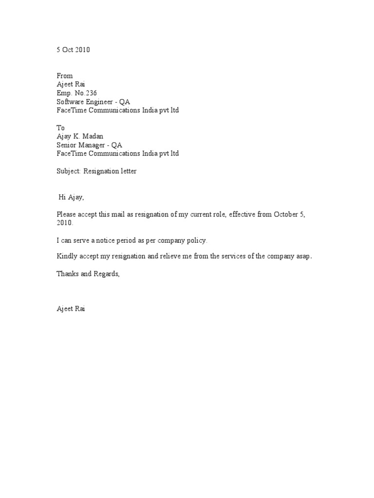 how to write letter resignation