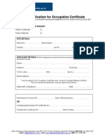 Final Occupation Certificate - Application Form