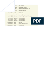 Jadwal Libur Januari 2011