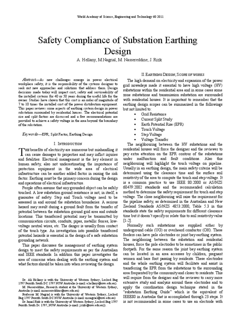Safety Compl - SS Earthing Design | PDF | Electrical Substation | Safety