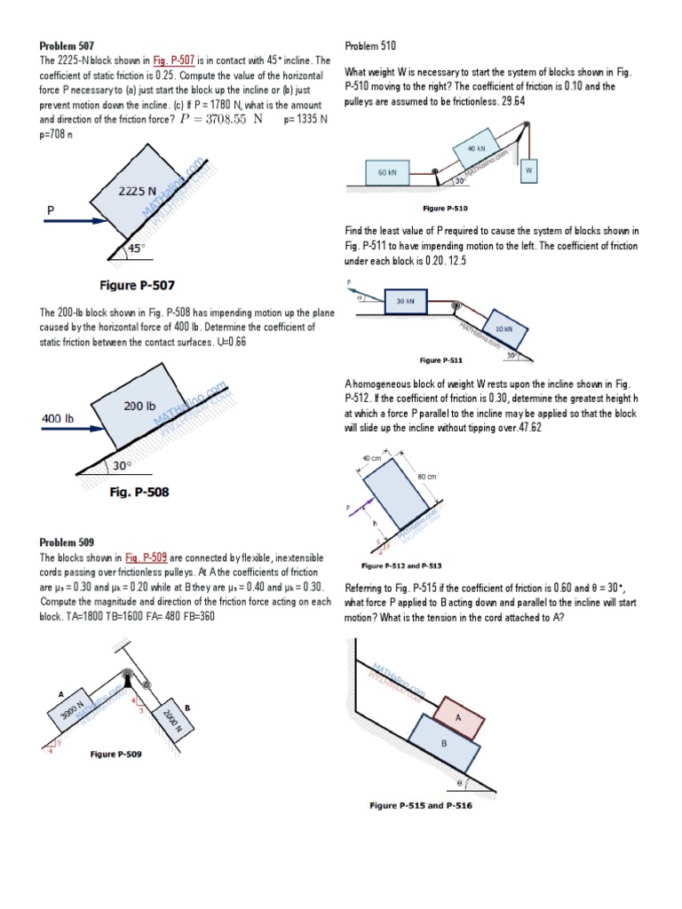 Mechanics Problem Pdf Friction Force