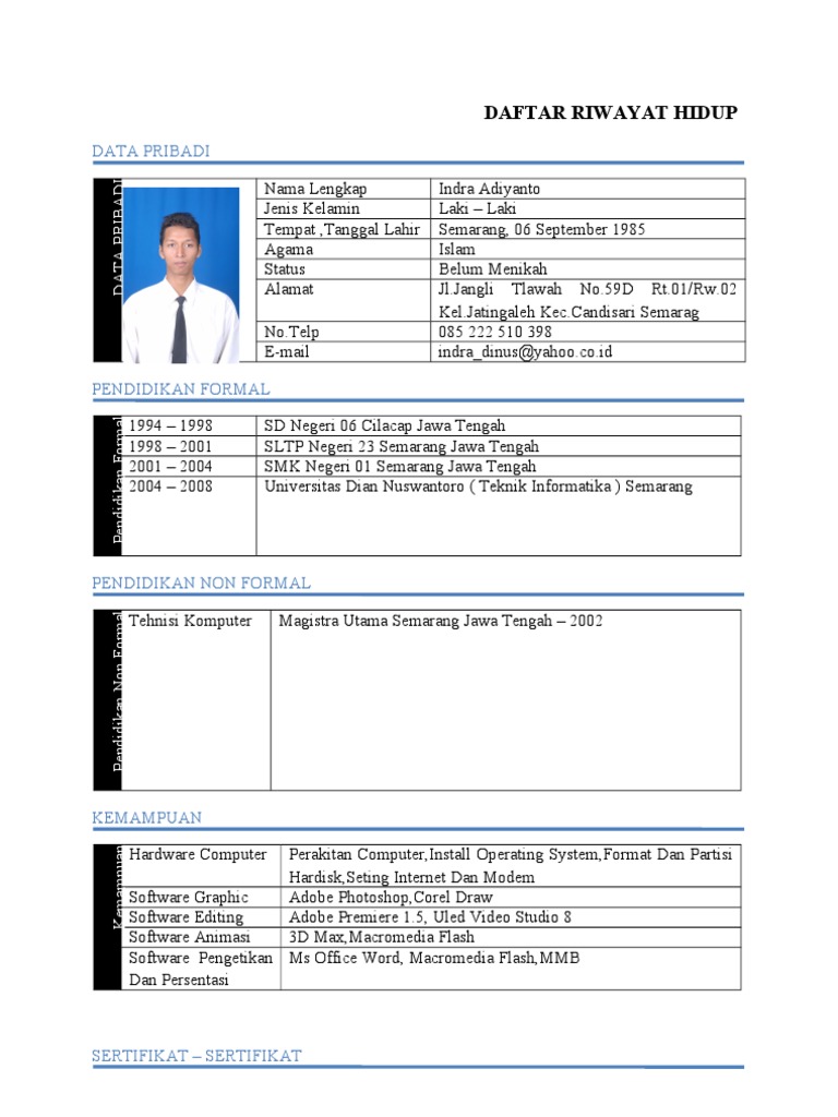 Contoh Daftar Riwayat Hidup | PDF