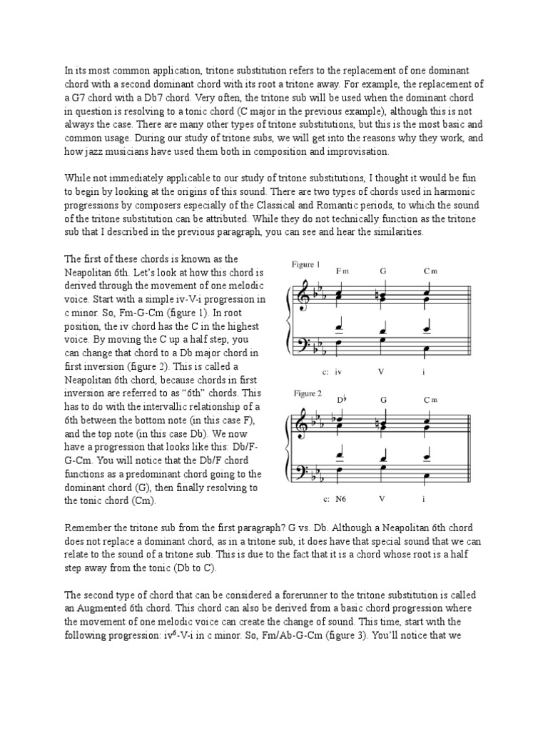 Tritone Substitution Origins, PDF, Chord (Music)