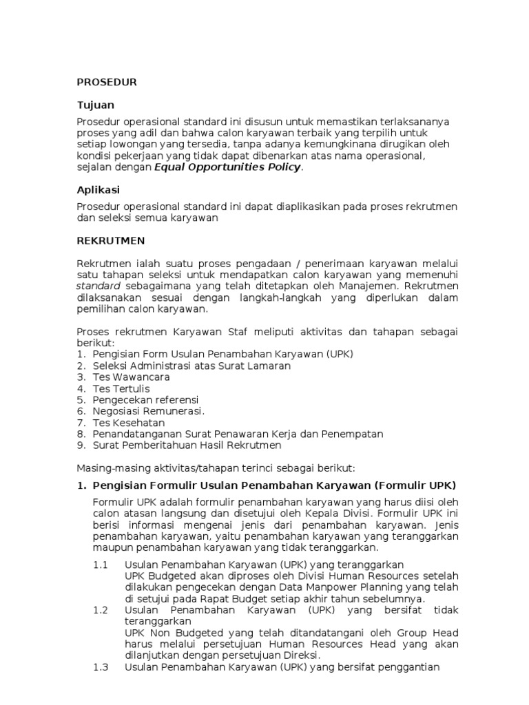 Contoh Prosedur Recruitment | PDF