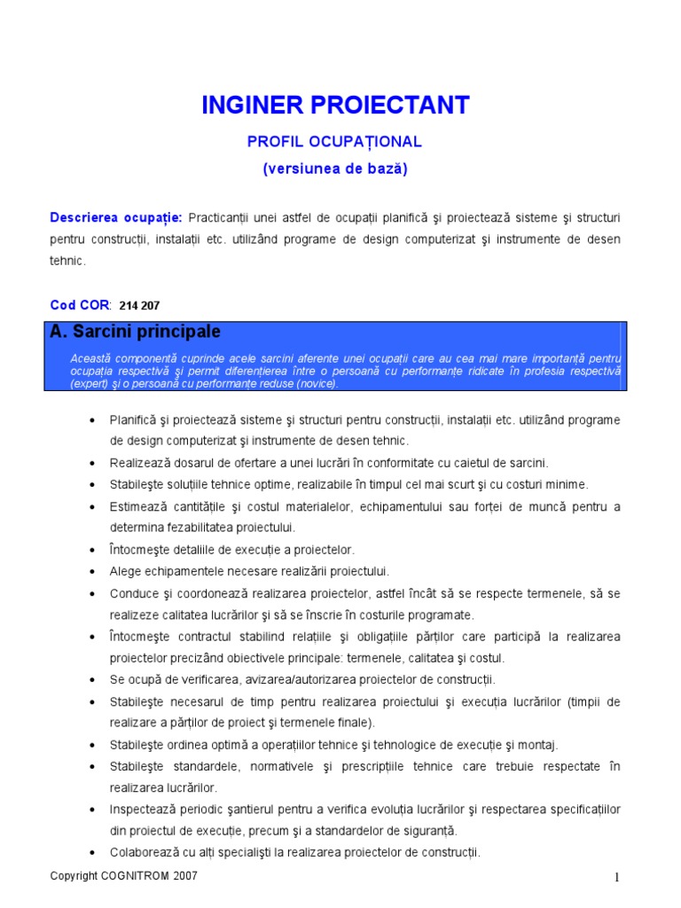 Inginer Proiectant | PDF