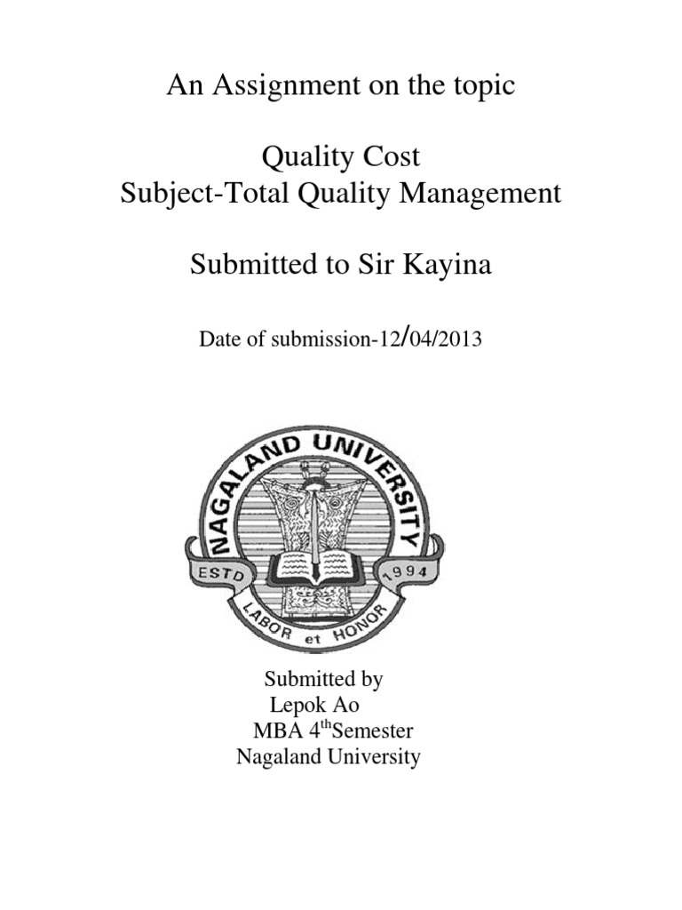 Cost of Quality PDF Quality (Business) Cost