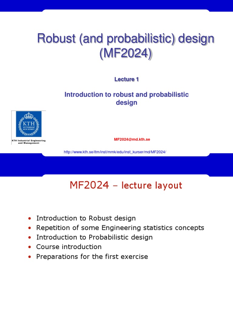Lecture1 Robust Design Pdf Normal Distribution Probability