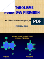 Metabolisme Purin Dan Pirimidin: Dr. Tiwuk Susantiningsih, M.Biomed