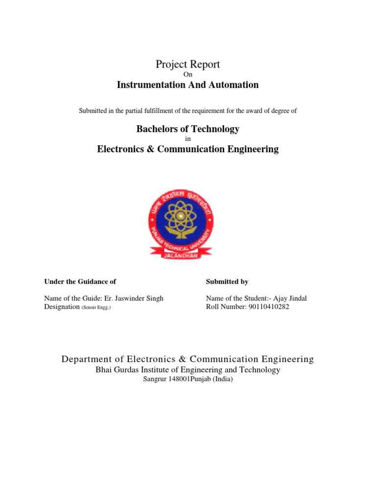 Instrumentation and Automation Project Report | PDF | Science And ...