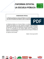 Nota de Prensa Plataforma Estatal Por La Escuela Publica