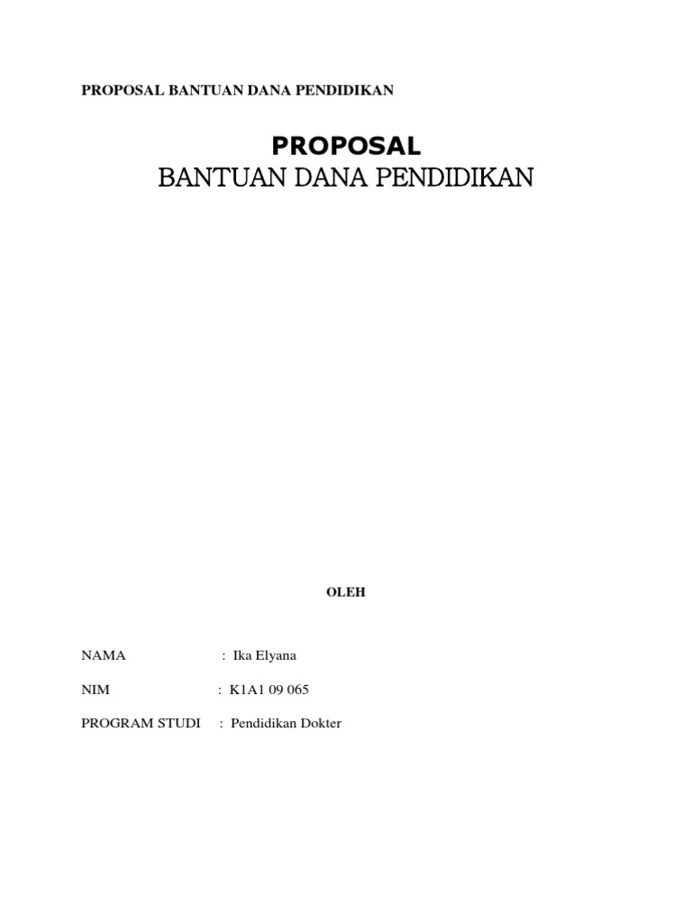 Contoh Proposal Bantuan Dana Pendidikan