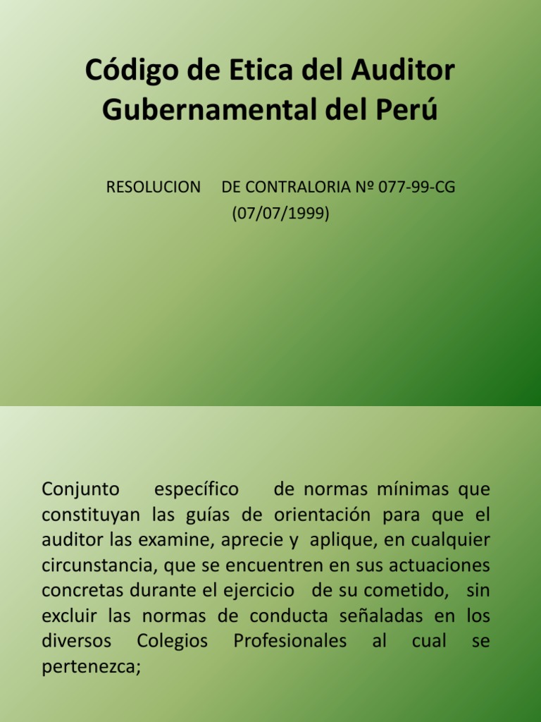 Código de Ética del Auditor Gubernamental | PDF