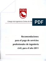 Aranceles Colegio de Ingenieros Civiles 2011
