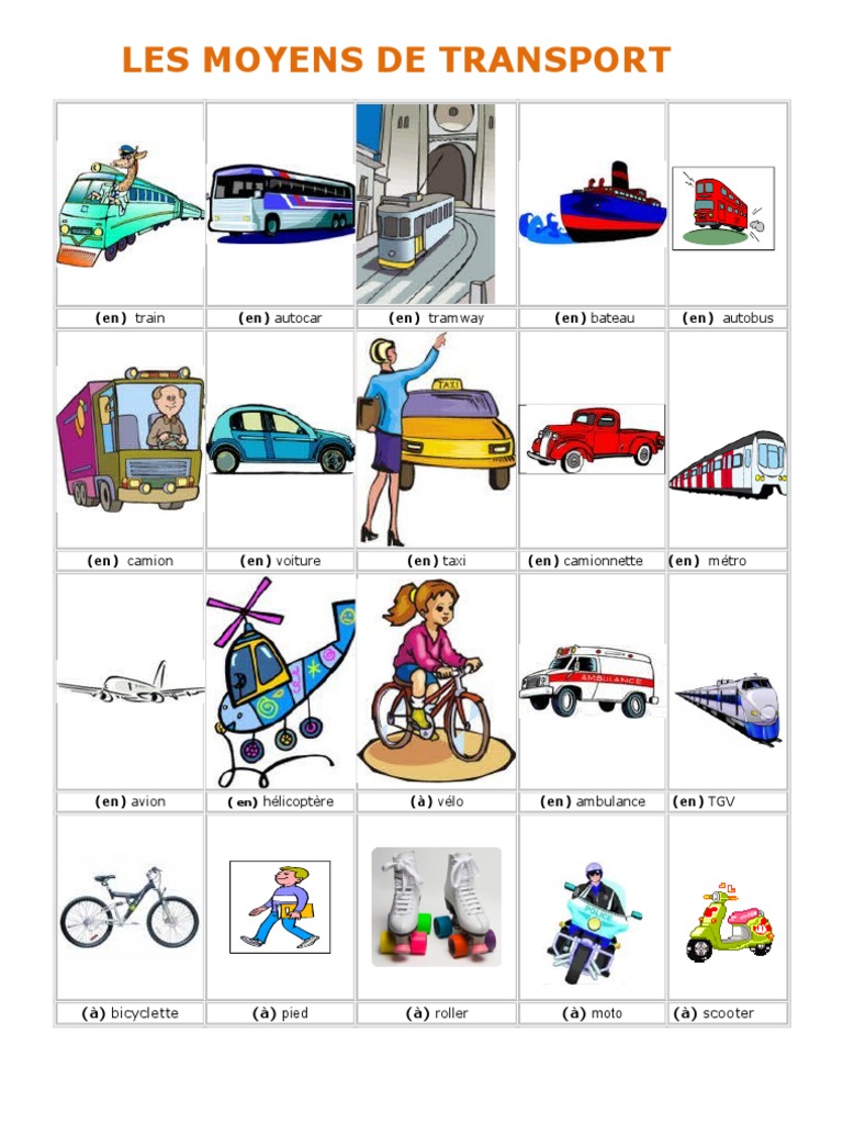 Les Moyens de Transport Mode de transport Véhicules à roues