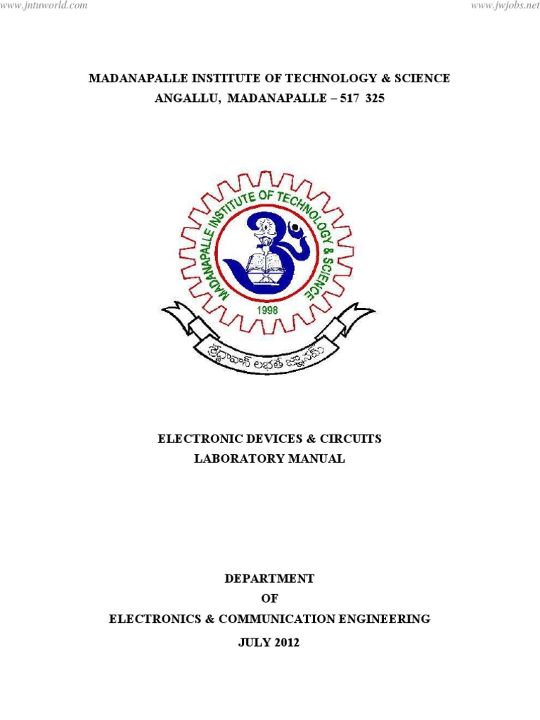 EDC LAB ManualJNTUA PDF PDF Field Effect Transistor Rectifier