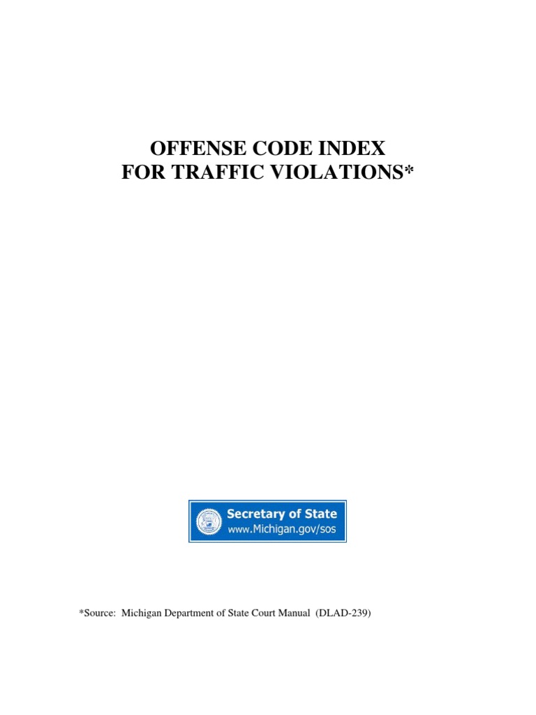 Offense Code Index For Traffic Violations PDF Traffic Traffic Light