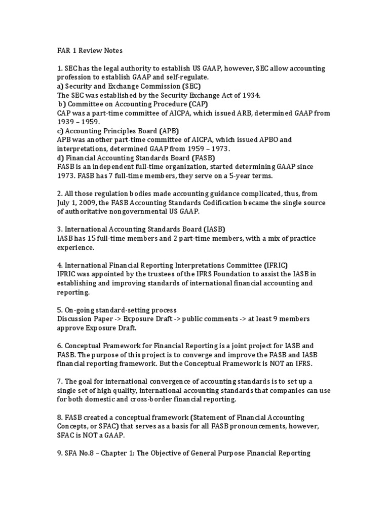 FAR Chapter 1 Overview and Key Concepts | PDF | Financial Accounting ...
