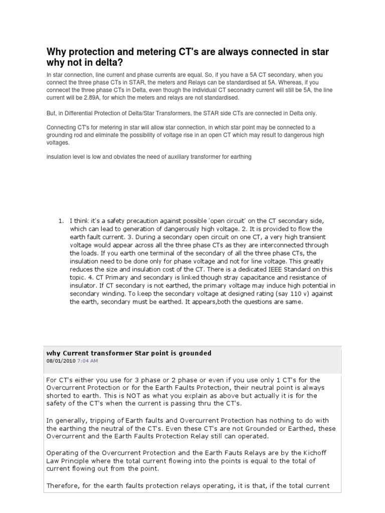 CT Star Point | PDF | Transformer | Electrical Components