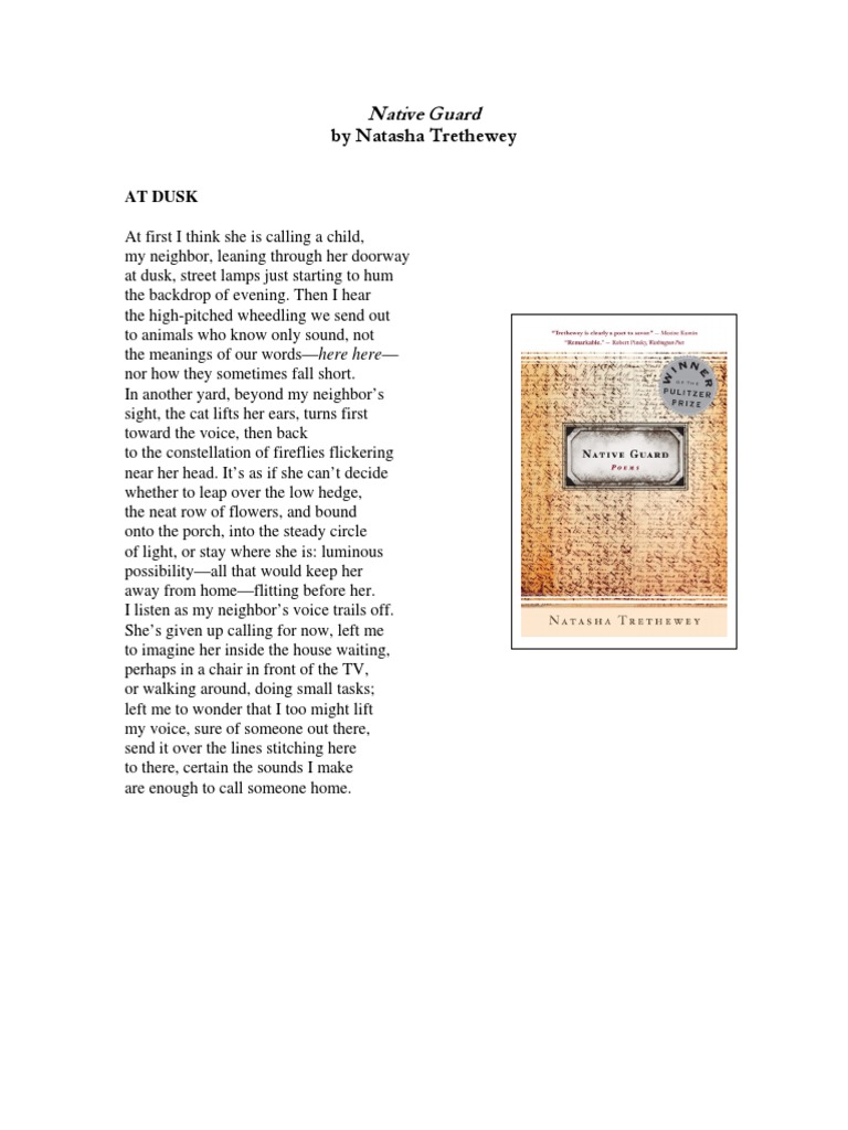 AT DUSK, A Poem from Native Guard by Natasha Trethewey