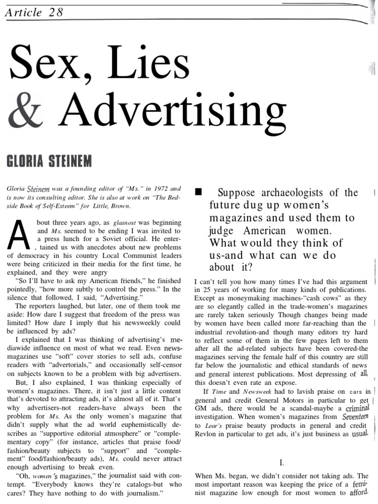 Sex Lies And Advertising Pdf Magazines Advertising