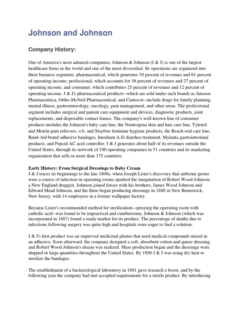 Johnson Johnson Pdf Johnson Johnson Clinical Medicine