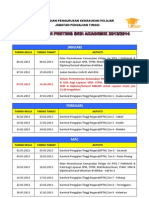 Kalendar Tarikh Penting Kemasukan Ke IPTA Bagi Tahun 2013