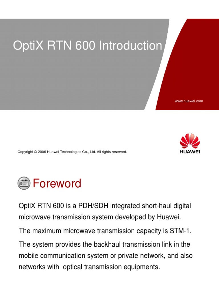 OptiX RTN 600 Introduction | PDF | Modulation | Switch