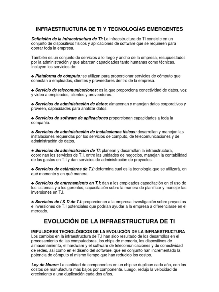 Infraestructura de Ti y Tecnologías Emergentes | PDF | Arquitectura ...