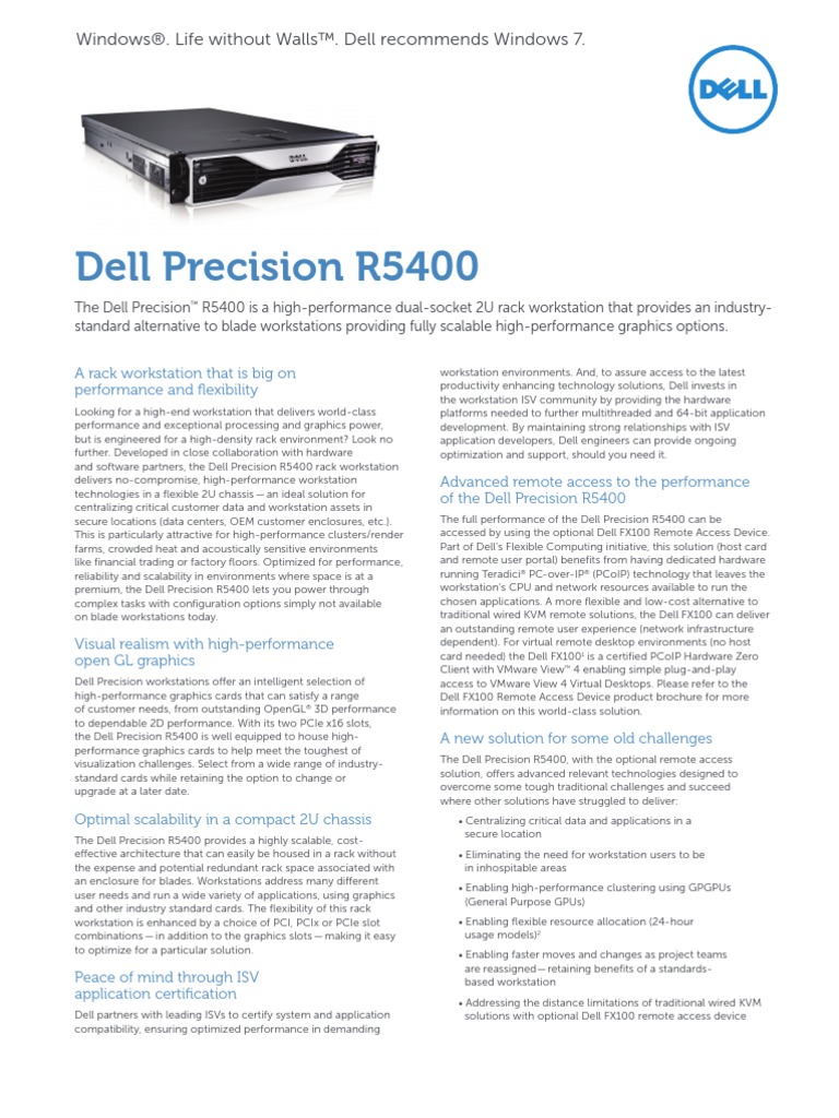 Dell Precision R5400 Server Spec Sheet Workstation Graphics Processing Unit