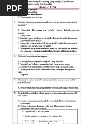 Hubungan Etnik Soalan Objektif Pdf