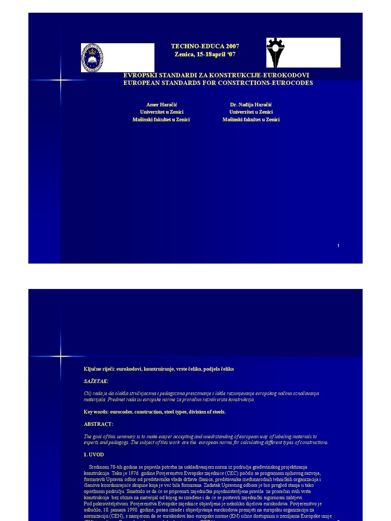 Evropski Standardi Za Konstrukcije-Eurokodovi | PDF