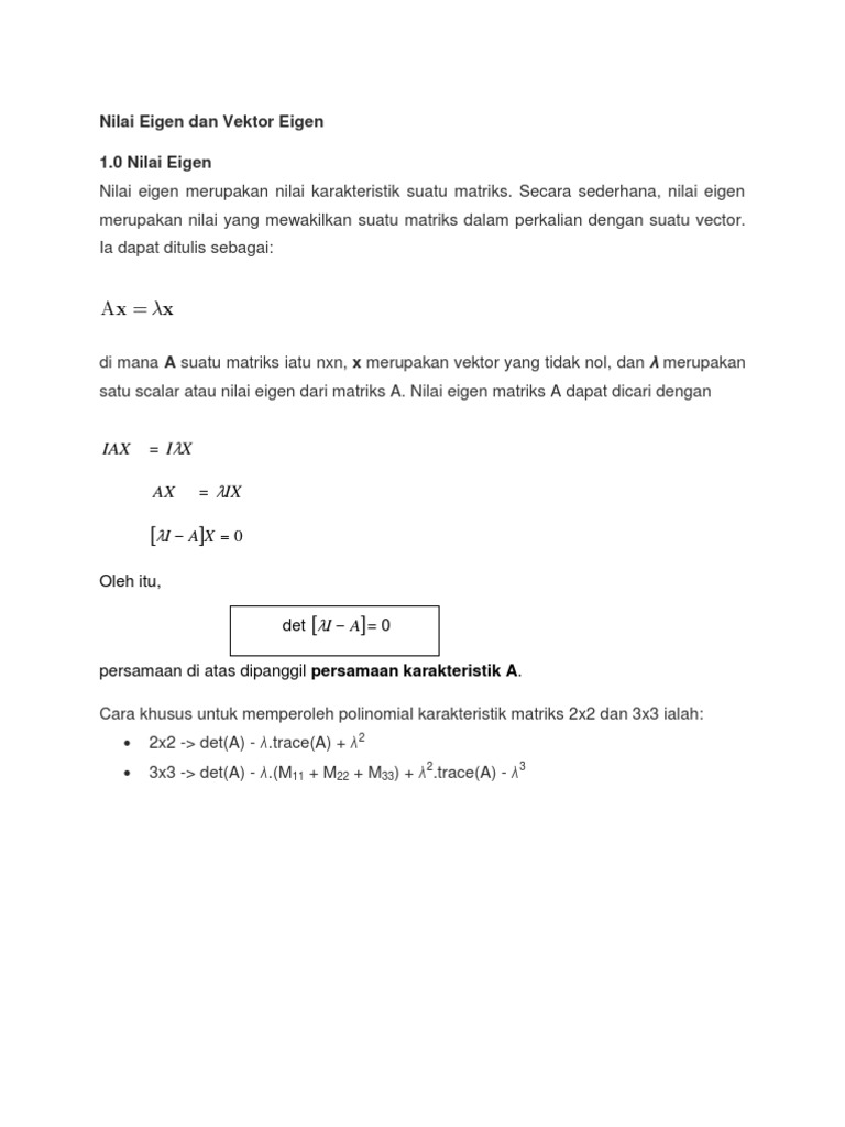 Nilai dan Vektor Eigen Matriks 2x2 dan 3x3 | PDF | Metode & Bahan Ajar ...