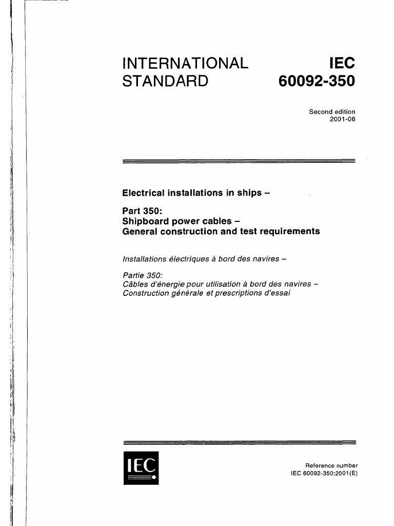 IEC 60092-350 Electrical Installations in Ship PDF | PDF