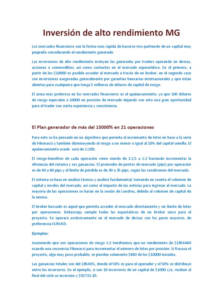 inversion de alto rendimiento