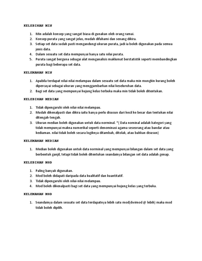 Data Kelebihan Dan Kelemahan Statistik Pdf