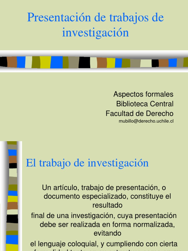 Presentacion De Un Trabajo De Investigacion Pdf