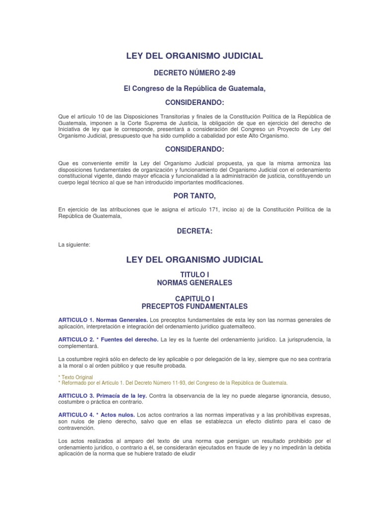 Ley del Organismo Judicial de Guatemala | PDF | Juez | Jurisdicción