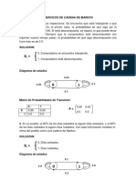 Ejercicos de Cadena de Markov