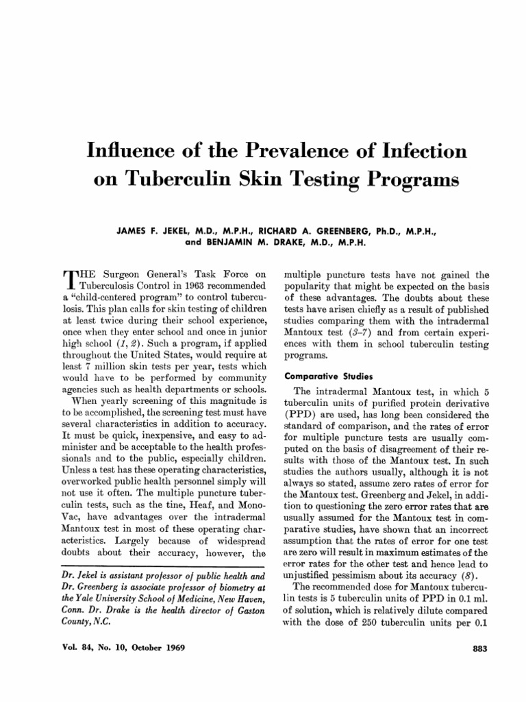 Tuberculin Testing and Infection Rates | PDF | Tuberculosis | Prevalence