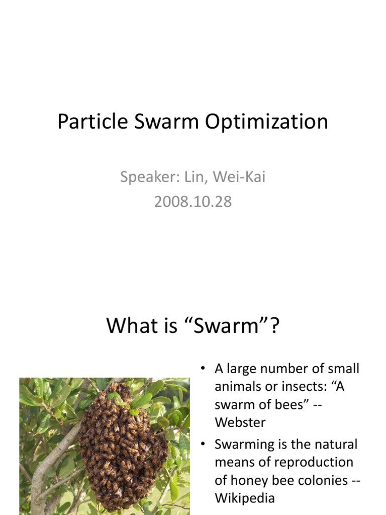 Overview of Particle Swarm Optimization | PDF