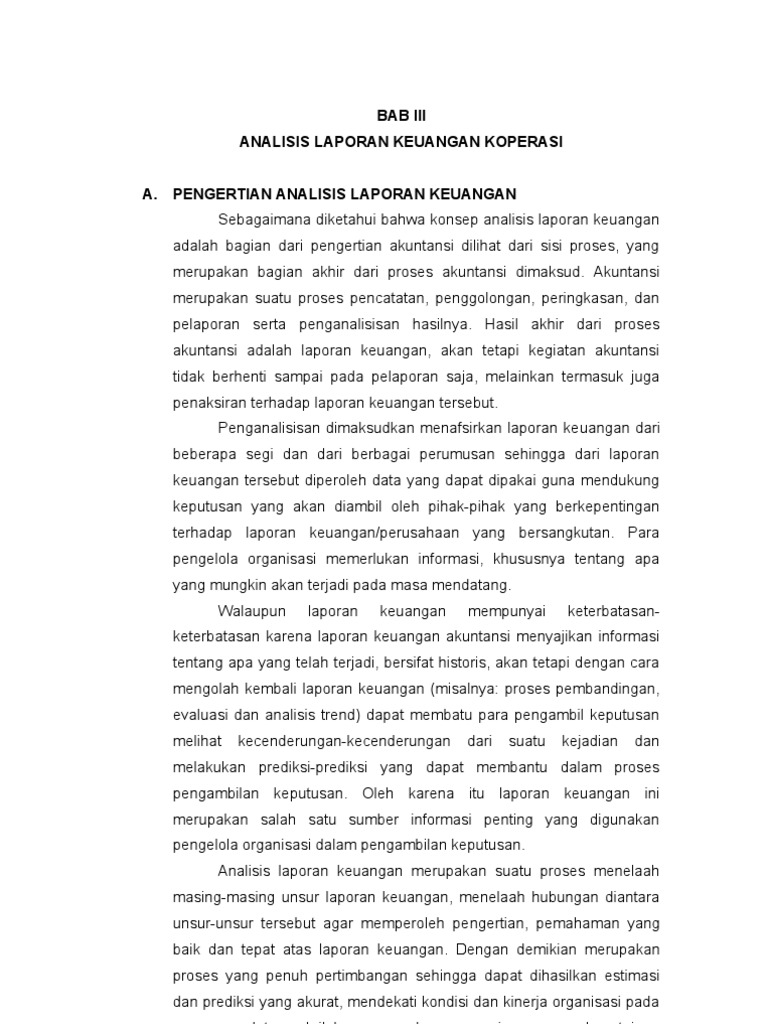 Analisis Laporan Keuangan Koperasi