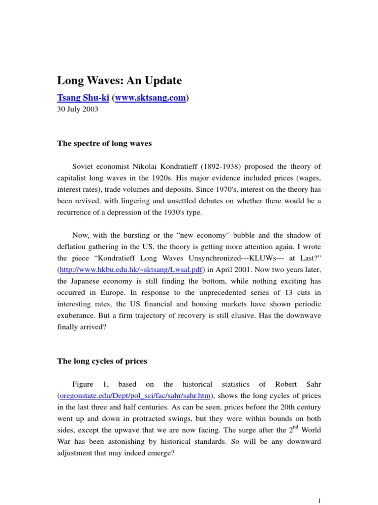 Kondratieff Long Waves Explained | PDF | Deflation | Great Depression