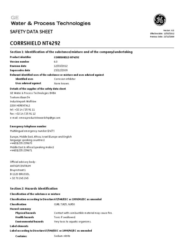 Corr Shield NT 4292 | PDF | Personal Protective Equipment | Dangerous Goods