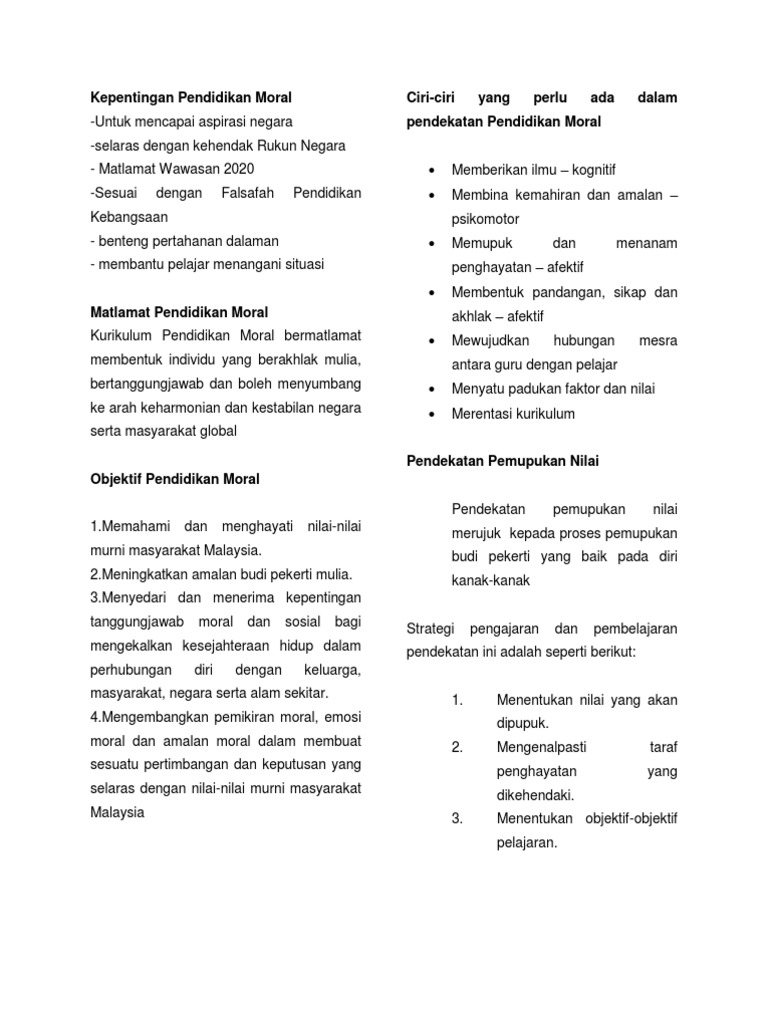 Kepentingan Pendidikan Moral Pdf