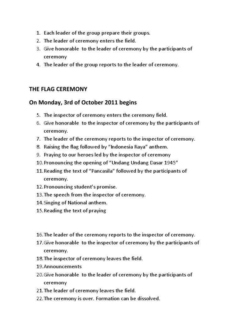 Flag Ceremony Protocol Guide | PDF | Foreign Language Studies