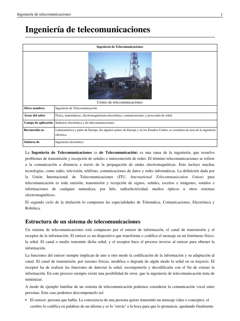 Ingeniería de Telecomunicaciones | PDF | Ingeniería en ...